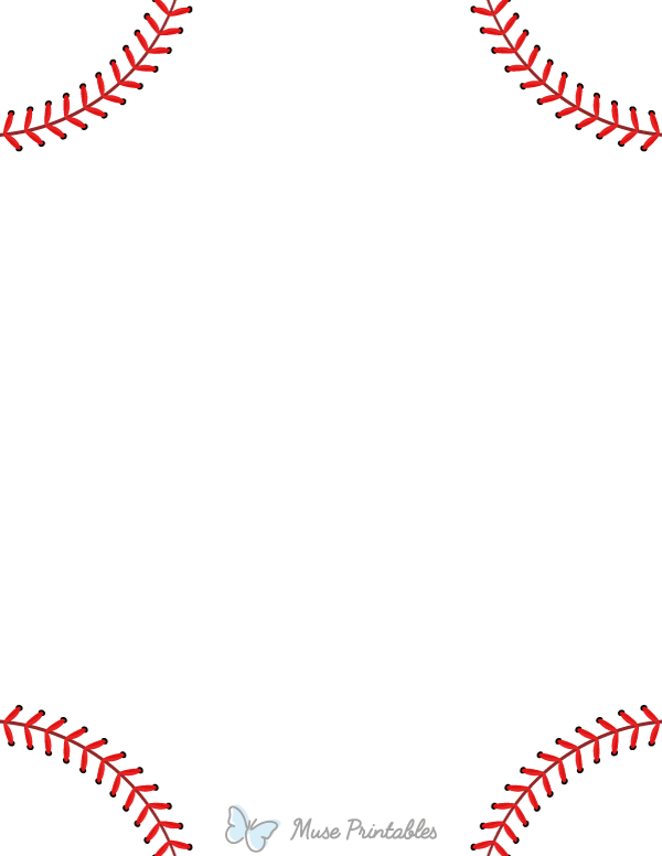 Printable Corner Baseball Stitching Page Border