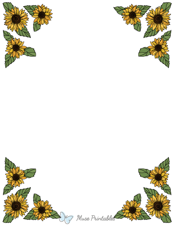 Printable Corner Sunflower Page Border