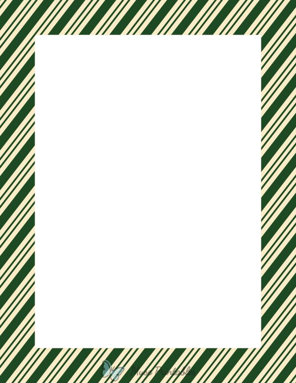Cream and Dark Green Peppermint Stripe Border
