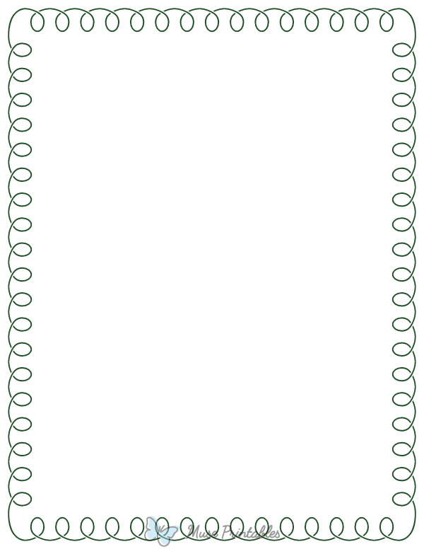 Printable Dark Green Simple Loop Page Border