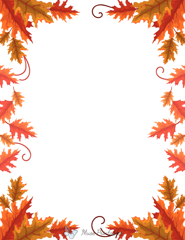 Printable Fall Oak Leaf Page Border