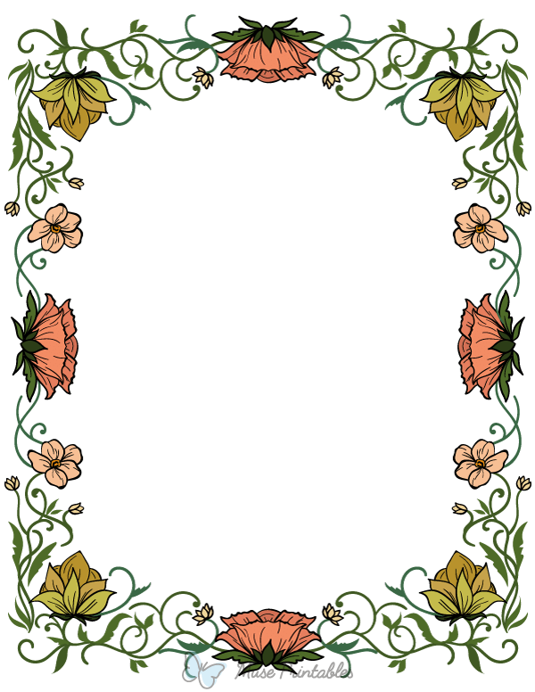 Printable Floral Art Nouveau Page Border
