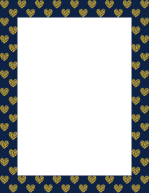 Gold On Navy Blue Heart Scribble Border