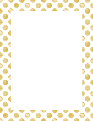 Gold Watercolor Polka Dots on White Border