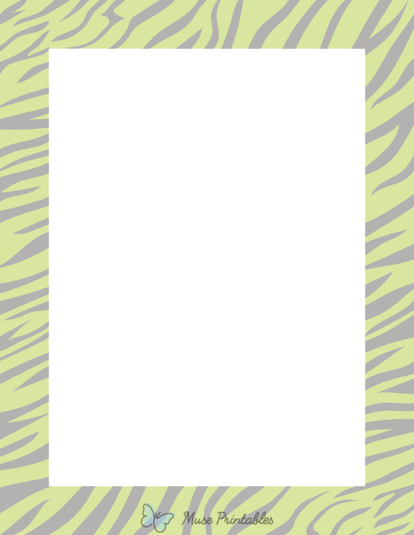 Gray And Green Zebra Print Border