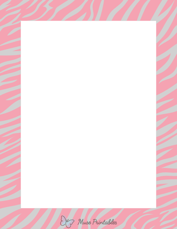 Gray And Pink Zebra Print Border