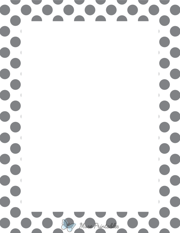 Printable Gray On White Polka Dot Page Border