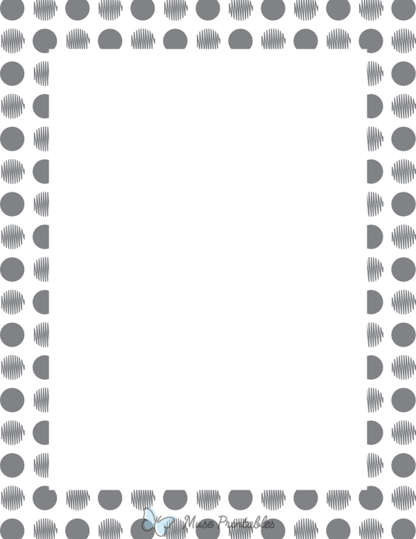 Gray On White Scribble Polka Dot Border