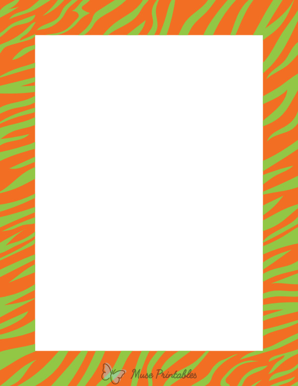 Green And Orange Zebra Print Border