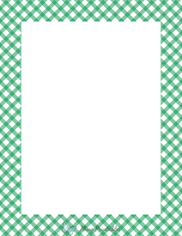Green And White Diagonal Gingham Border