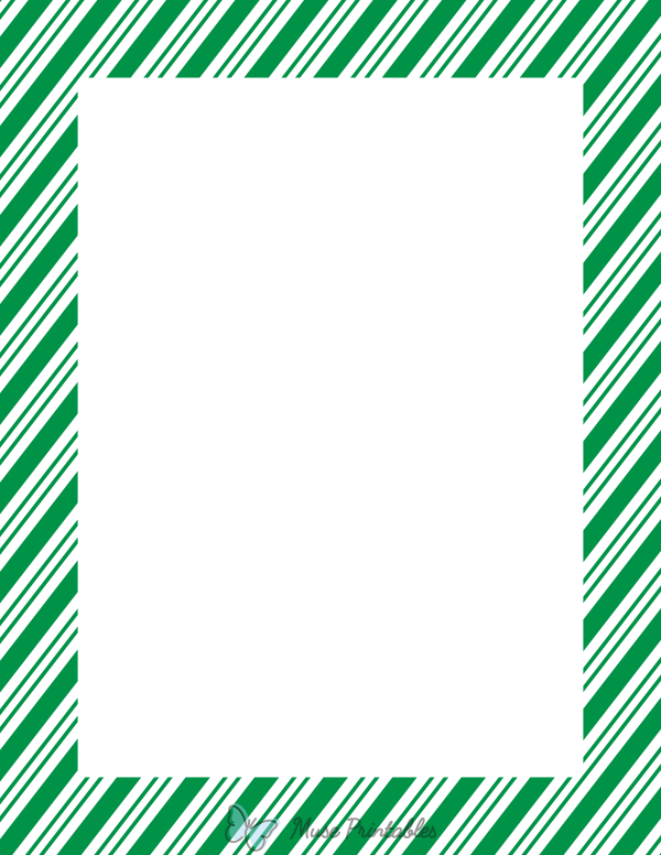 Green and White Peppermint Stripe Border