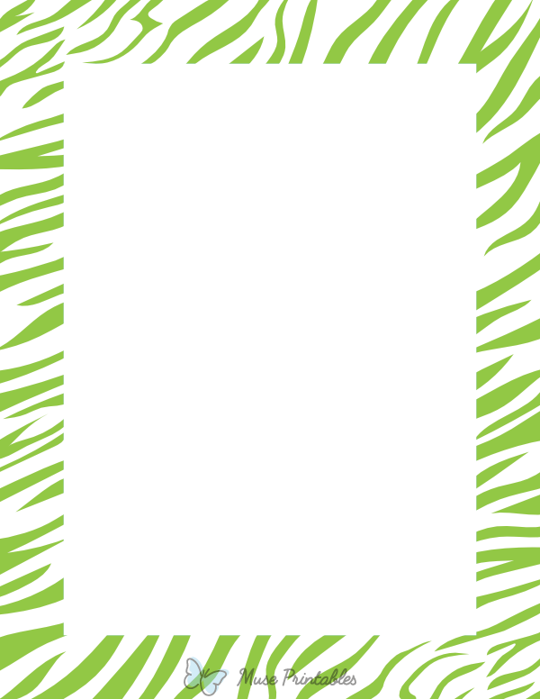 Green And White Zebra Print Border