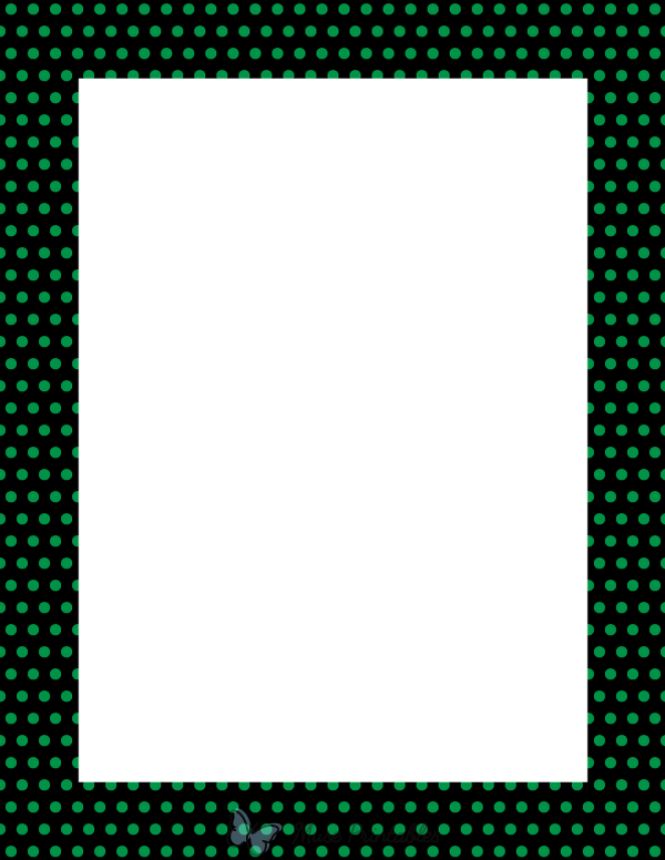 Green on Black Mini Polka Dot Border