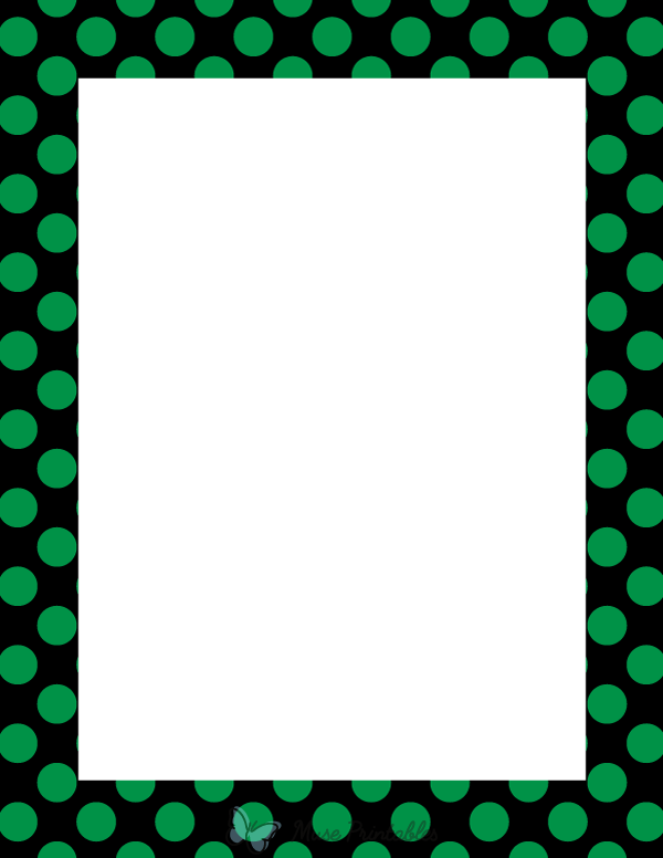 Green on Black Polka Dot Border
