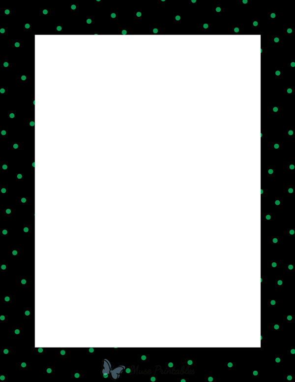 Green on Black Random Mini Polka Dot Border