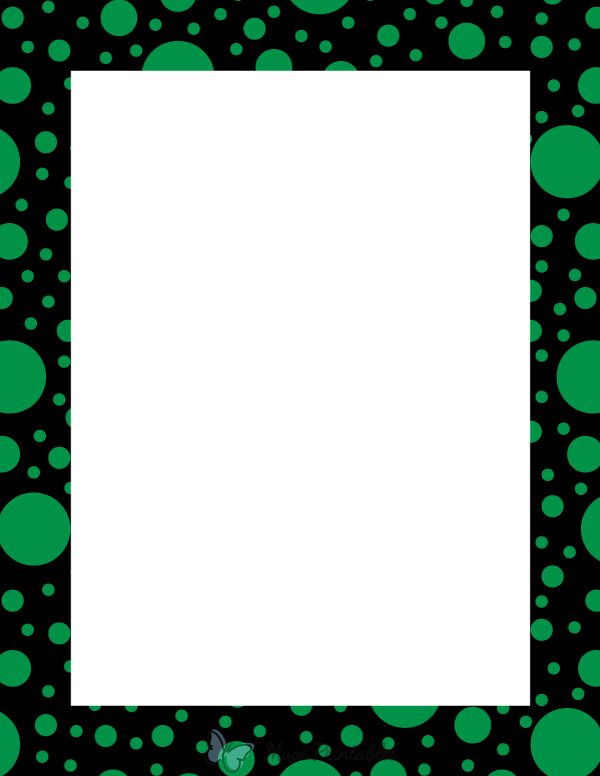 Green on Black Random Polka Dot Border