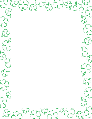 Green On White Four Leaf Clover Outline Border