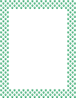Green on White Mini Paw Print Border