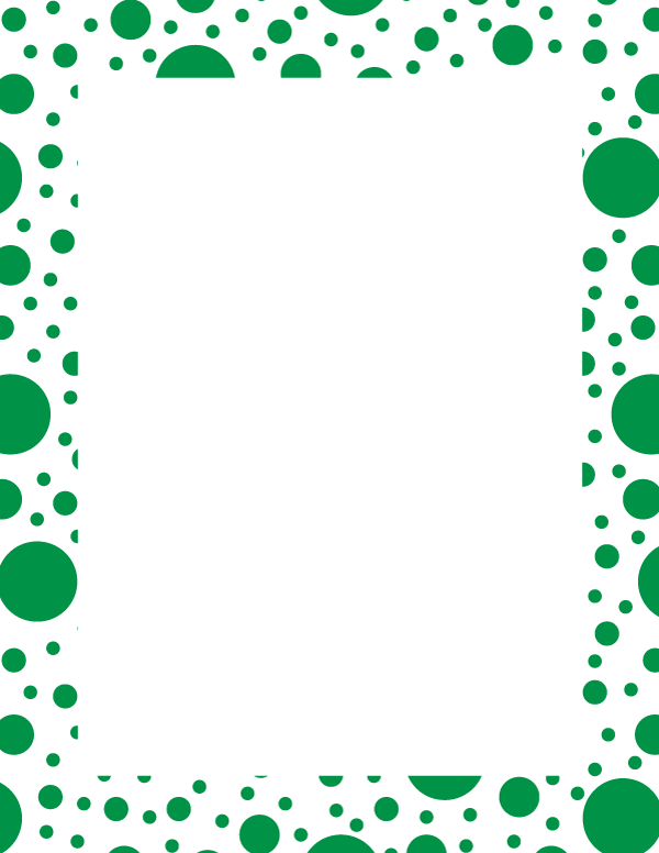 Printable Green on White Random Polka Dot Page Border