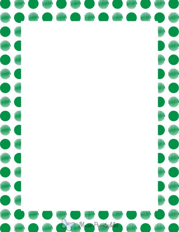 Green on White Scribble Polka Dot Border