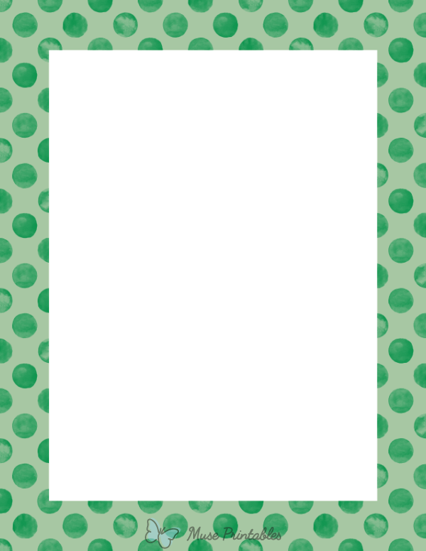 Printable Green Circle Polka Dot Page Border