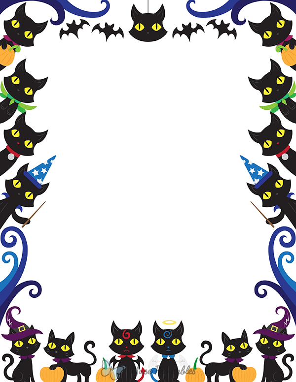 Printable Halloween Cat Page Border