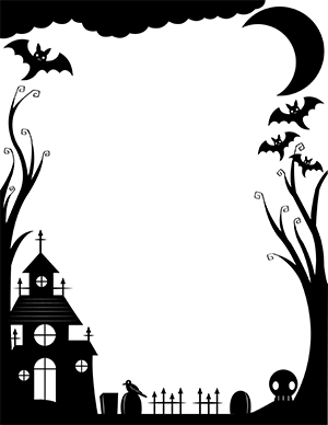 Haunted House Silhouette Border