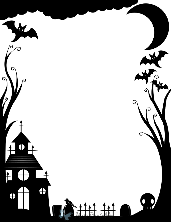 Haunted House Silhouette Border