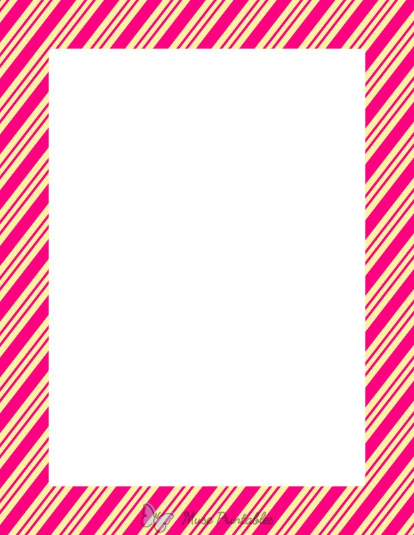Hot Pink and Light Yellow Peppermint Stripe Border