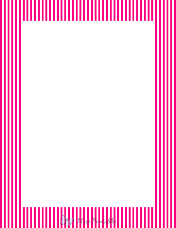 Hot Pink And White Mini Vertical Striped Border