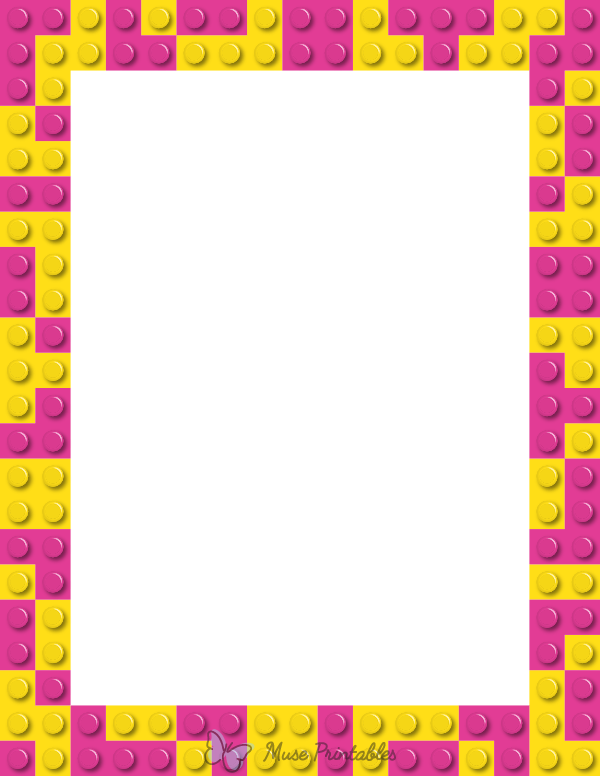 Hot Pink and Yellow Toy Block Border