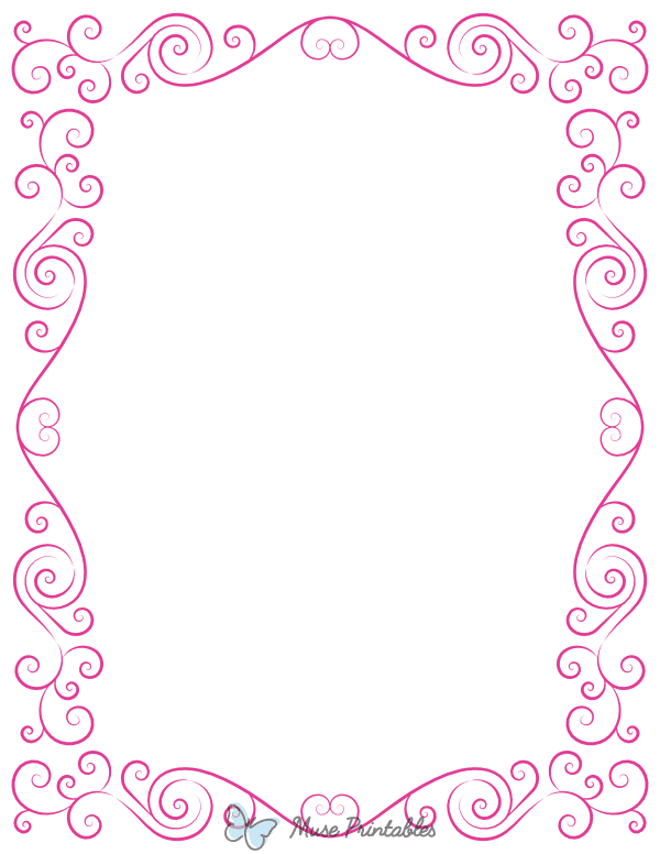 Hot Pink Elegant Swirl Border