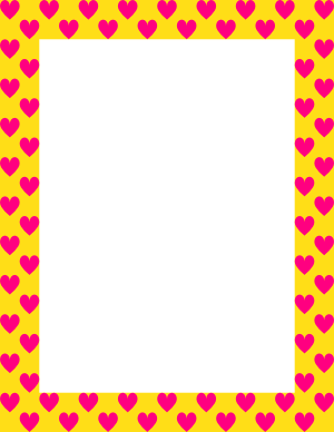 Hot Pink On Yellow Heart Border