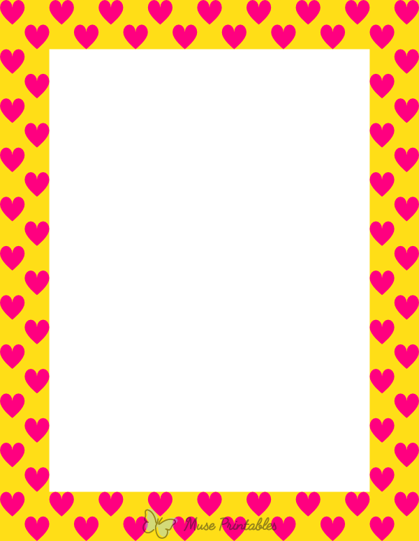 Hot Pink On Yellow Heart Border