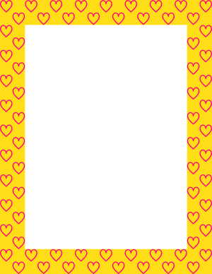 Hot Pink On Yellow Heart Outline Border