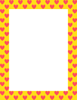 Hot Pink On Yellow Heart Scribble Border