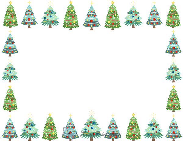 Printable Landscape Christmas Tree Page Border