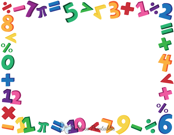 Printable Landscape Colorful Math Page Border