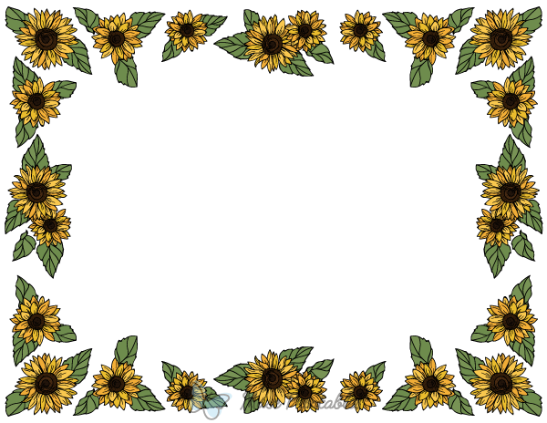 Printable Landscape Sunflower Page Border