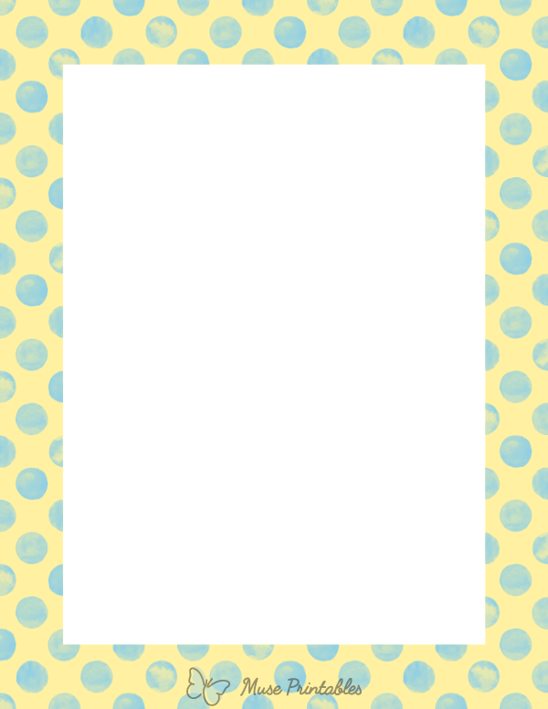 Light Blue Watercolor Polka Dots on Light Yellow Border