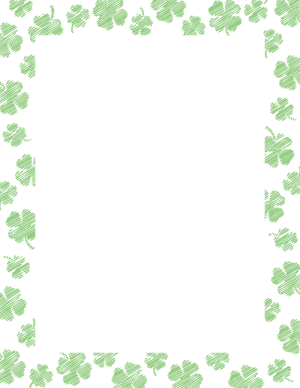 Light Green On White Scribble Four Leaf Clover Border