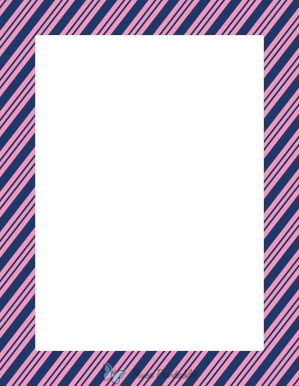 Light Pink and Navy Blue Peppermint Stripe Border