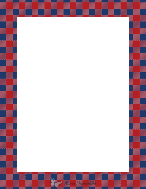 Navy Blue and Red Buffalo Plaid Border