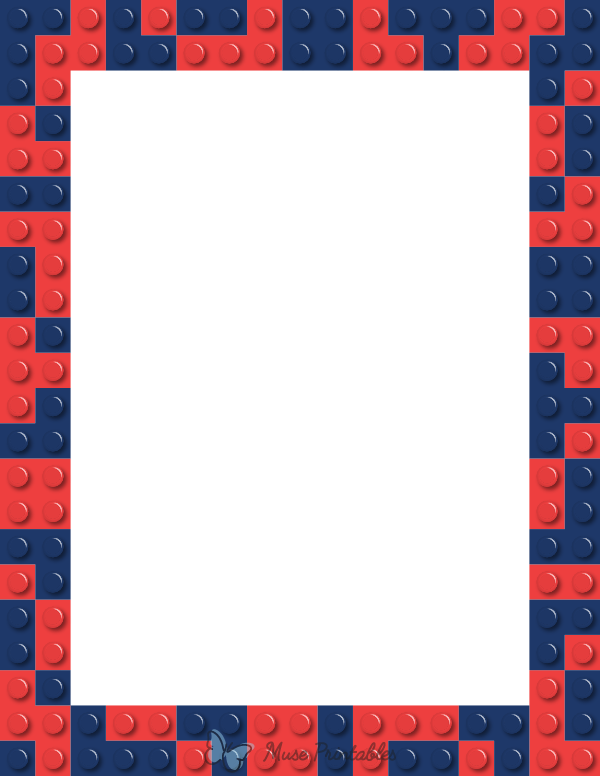 Navy Blue and Red Toy Block Border