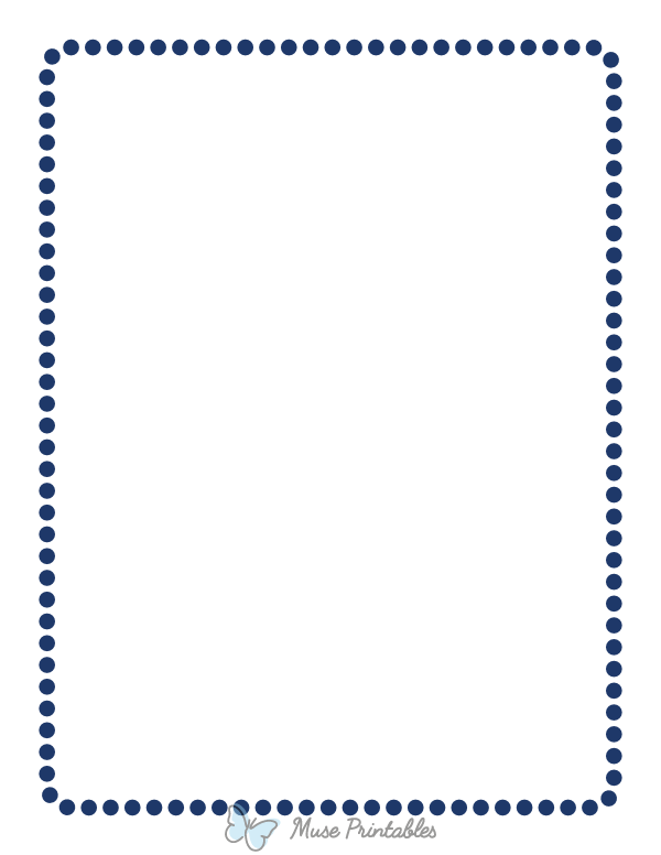 Navy Blue Rounded Medium Dotted Line Border