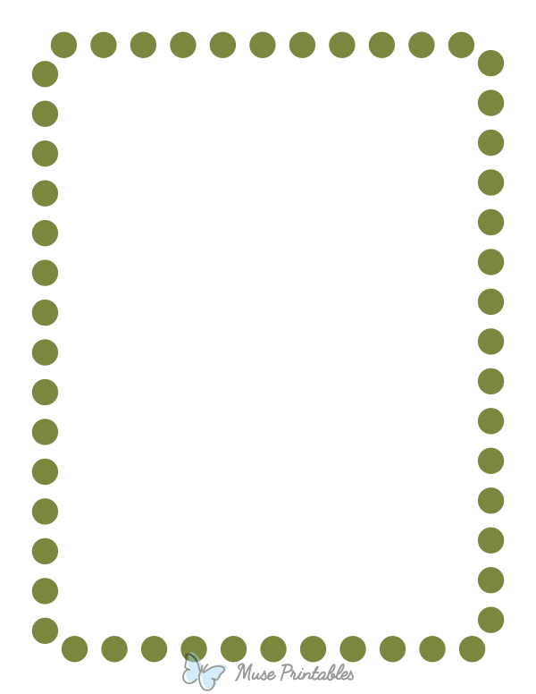 Printable Olive Green Rounded Thick Dotted Line Page Border