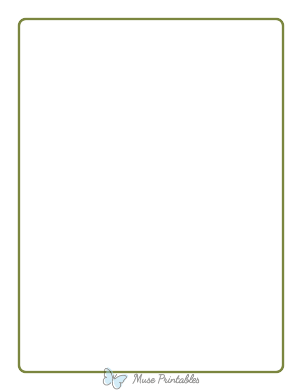Olive Green Rounded Thin Line Border