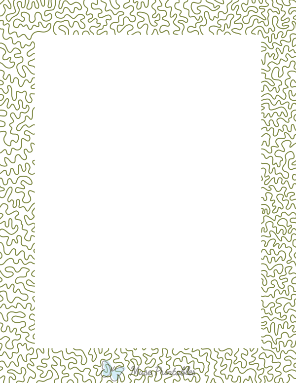 Olive Green Squiggly Line Border