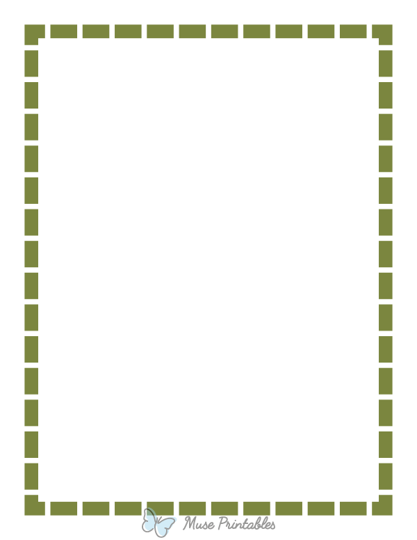 Olive Green Thick Dashed Line Border