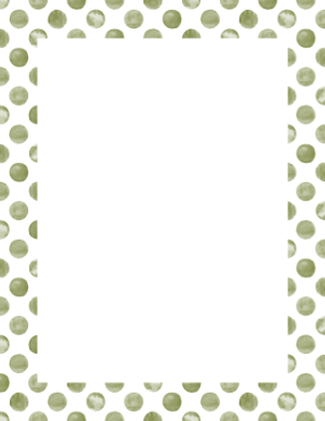Olive Green Watercolor Polka Dots on White Border